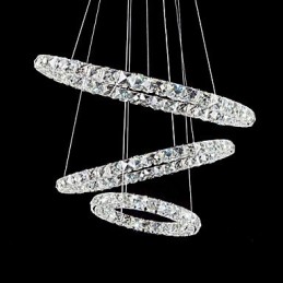 44W Modern Contemporary Crystal Chrome Metal Pendant Light