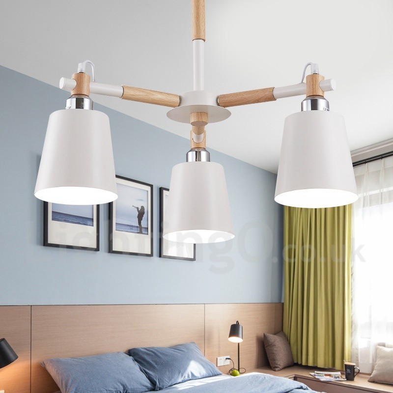 3 Light Modern Contemporary Wood Chandelier Light