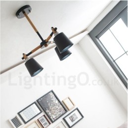 3 Light Modern Contemporary Wood Chandelier Light