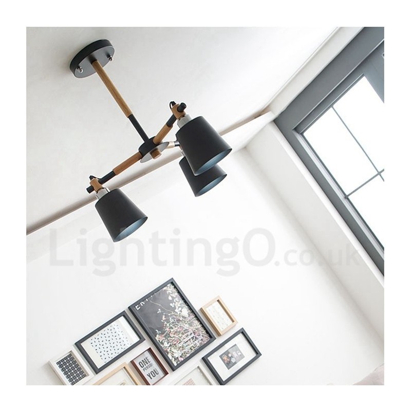 3 Light Modern Contemporary Wood Chandelier Light