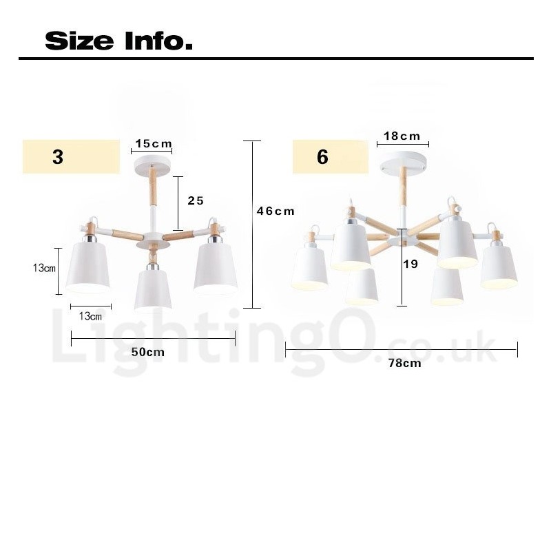 3 Light Modern Contemporary Wood Chandelier Light