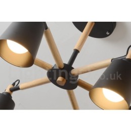Modern Contemporary Wood 6 Light Chandelier Lamp