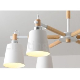 Modern Contemporary Wood 6 Light Chandelier Lamp