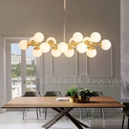 Modern Contemporary 16 Light Chandelier with Glass Shade and Lamp