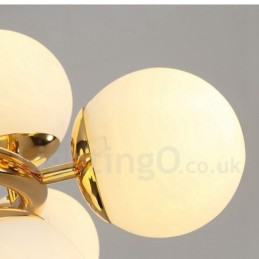 Modern Contemporary 16 Light Chandelier with Glass Shade and Lamp