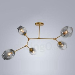 Modern Contemporary 5 Light Chandelier with Glass Shade Lamp