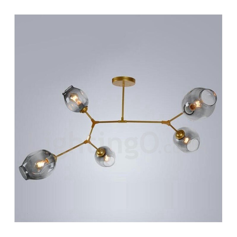 Modern Contemporary 5 Light Chandelier with Glass Shade Lamp