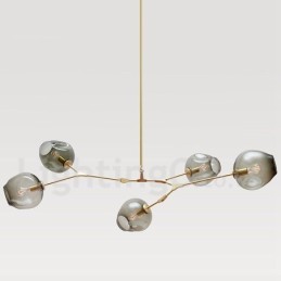 Modern Contemporary 5 Light Chandelier with Glass Shade Lamp