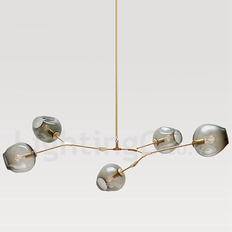 Modern Contemporary 5 Light Chandelier with Glass Shade Lamp