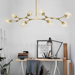 8 Light Modern Contemporary Chandelier with Clear Glass Shade & Lamp (Black Golden)