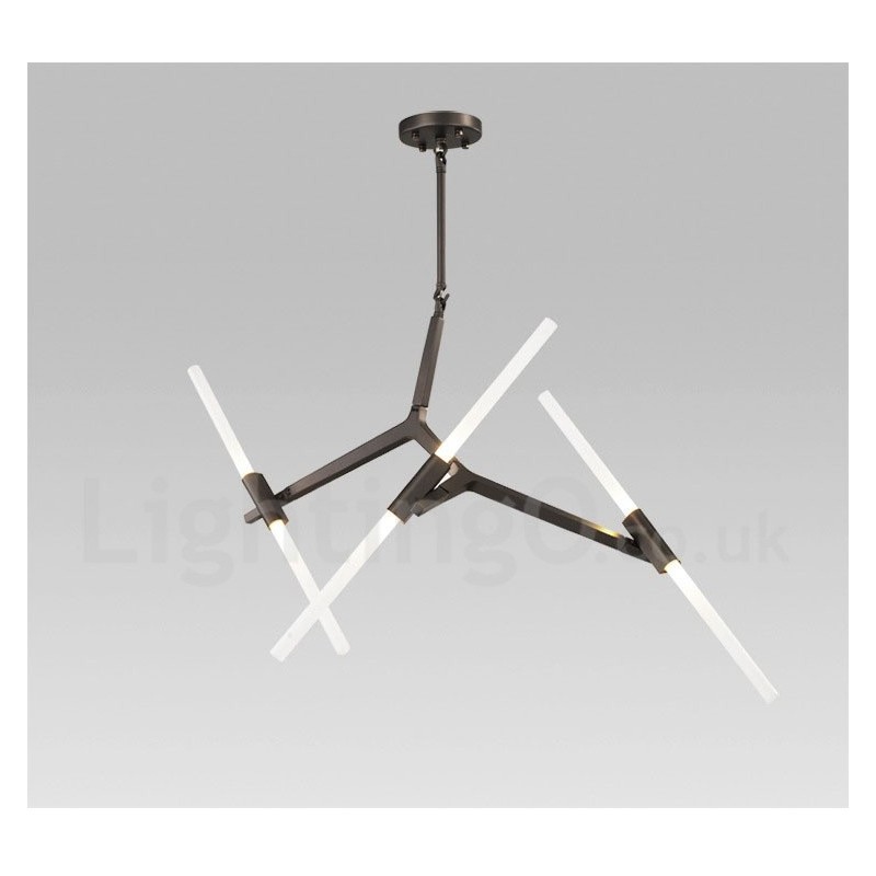 6 Light Modern Contemporary 2 Tier Chandelier Light (Black Golden)