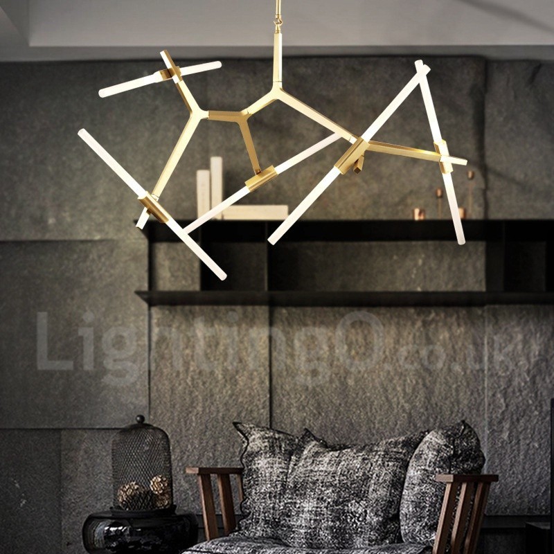 10 Light Modern Contemporary Chandelier Light (Black Golden)