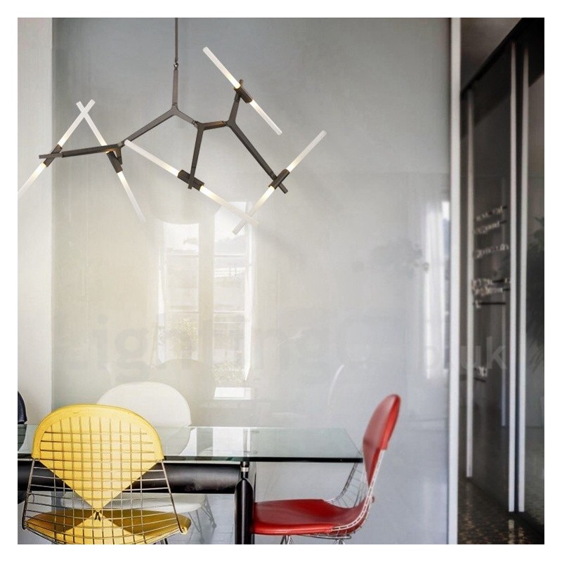 10 Light Modern Contemporary Chandelier Light (Black Golden)