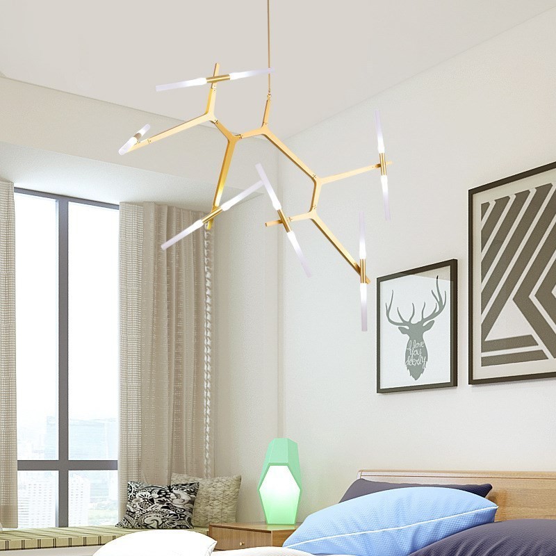 12 Light Modern Contemporary Chandelier Light (Black Golden)