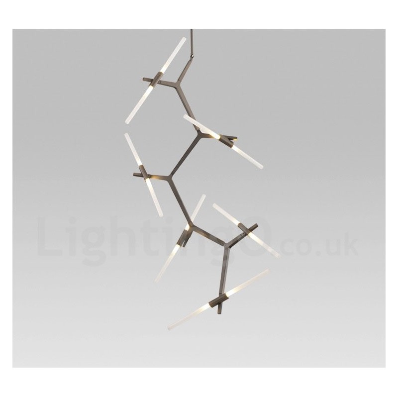 12 Light Modern Contemporary Chandelier Light (Black Golden)