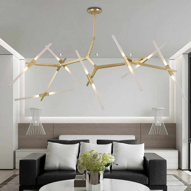 14 Light Modern Contemporary Chandelier Light (Black Golden)