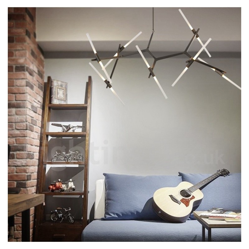 14 Light Modern Contemporary Chandelier Light (Black Golden)