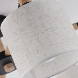 Modern Contemporary 6 Light Single Tier Wood Chandelier with Drum Fabric (Black White)
