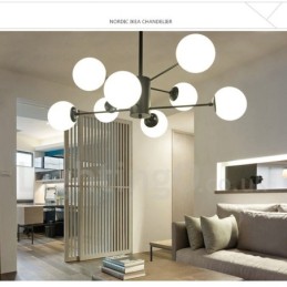 Black 8 Light Modern Contemporary 2 Tier Metal Chandelier with Glass Shade