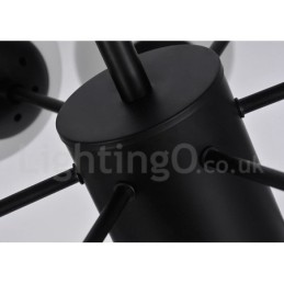 Black 8 Light Modern Contemporary 2 Tier Metal Chandelier with Glass Shade