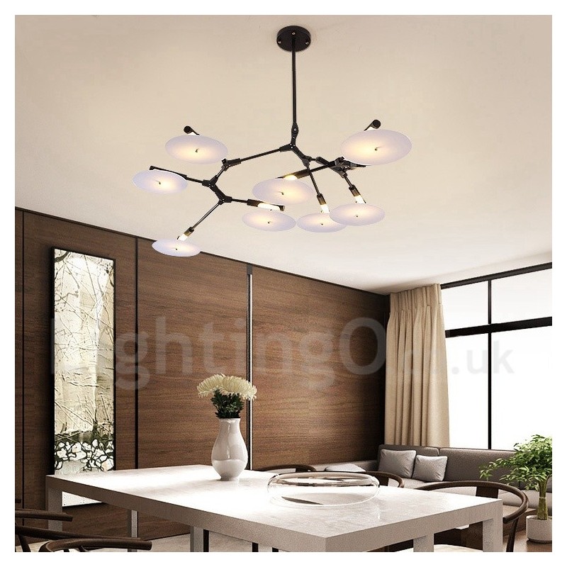 Black 8 Light Modern Contemporary Chandelier Lamp
