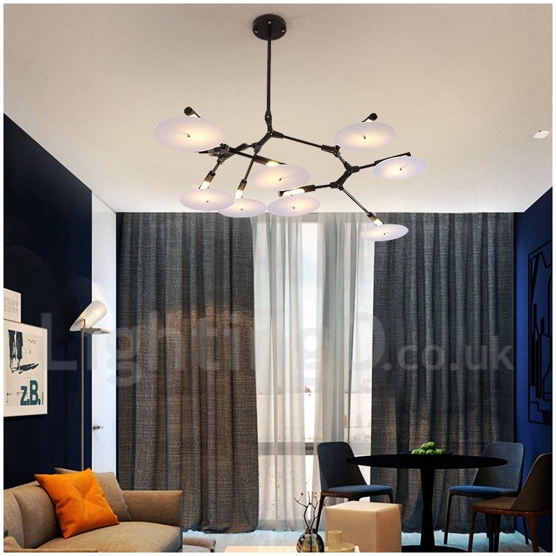 Black 8 Light Modern Contemporary Chandelier Lamp