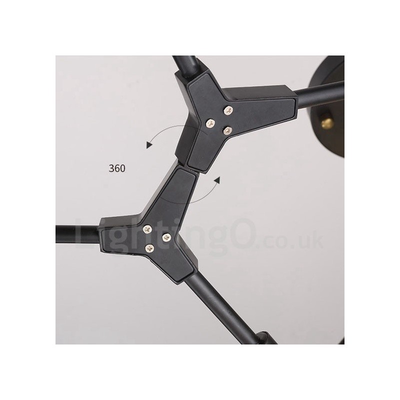 Black 8 Light Modern Contemporary Chandelier Lamp