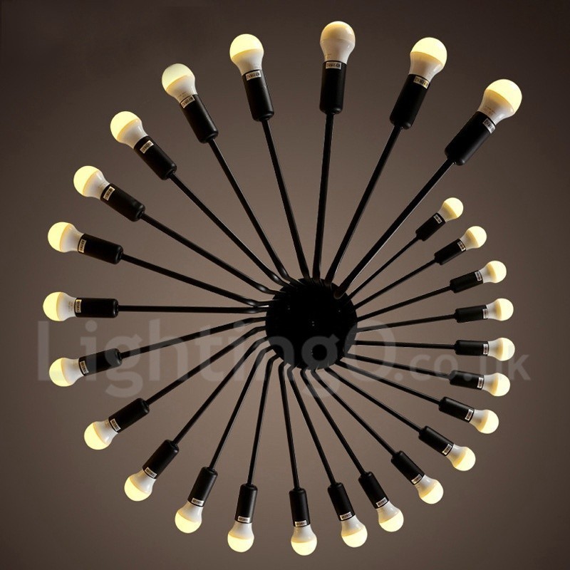 Black 26 Light Retro Vintage Modern Contemporary Chandelier Lamp Light