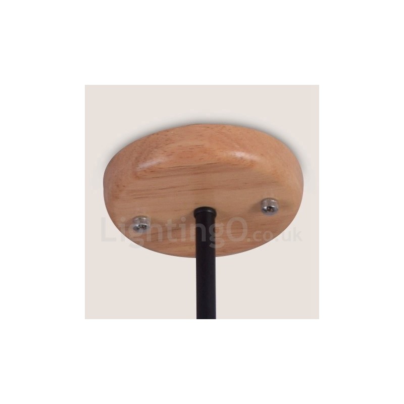 Wood Single Tier 5 Light Chandelier Lamp Modern Contemporary Style