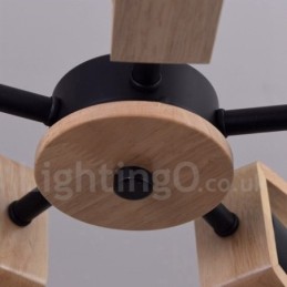 Wood Single Tier 8 Light Chandelier Lamp Modern Contemporary Style