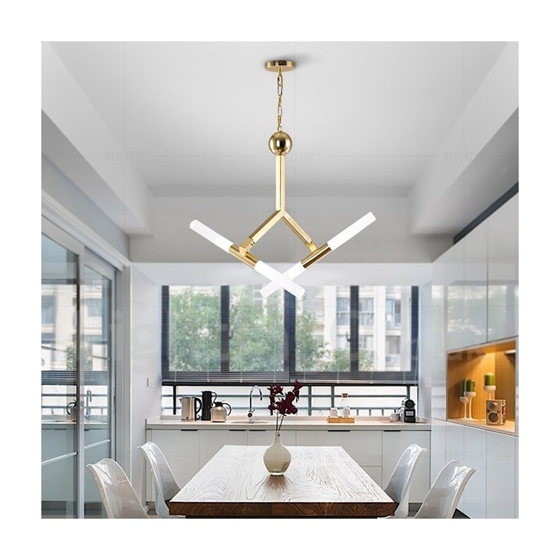 Modern Contemporary 2 Tier 4 Light Golden Chandelier Lamp