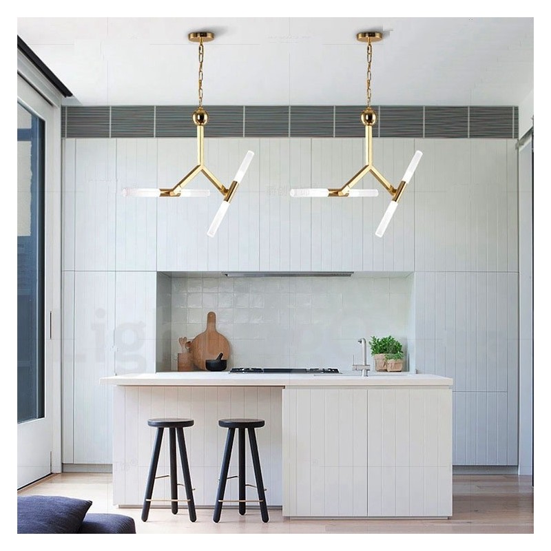 Modern Contemporary 2 Tier 4 Light Golden Chandelier Lamp