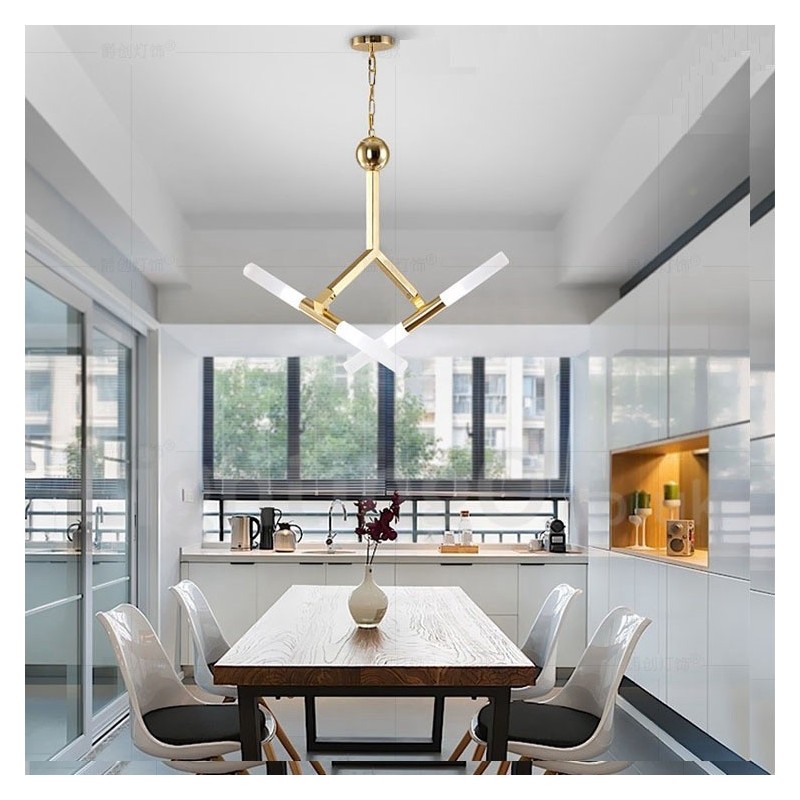 Modern Contemporary 2 Tier 4 Light Golden Chandelier Lamp