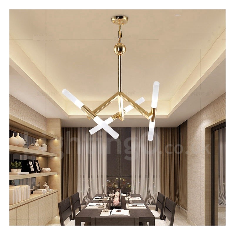 Modern Contemporary 2 Tier 6 Light Golden Chandelier Lamp