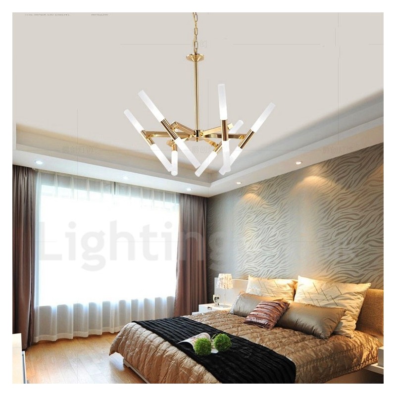 Modern Contemporary 2 Tier 12 Light Golden Chandelier Lamp