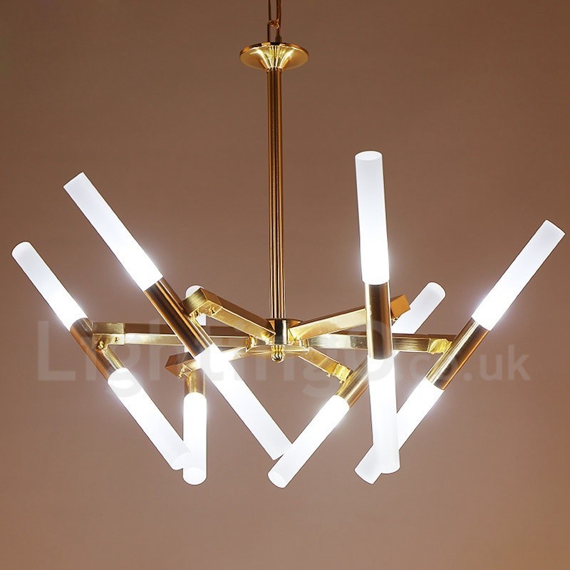 Modern Contemporary 2 Tier 12 Light Golden Chandelier Lamp