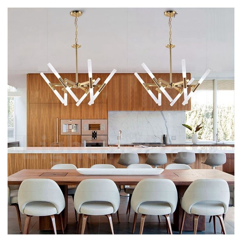 Modern Contemporary 2 Tier 12 Light Golden Chandelier Lamp