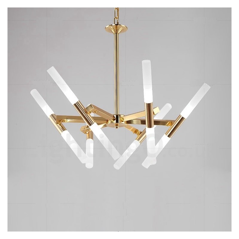 Modern Contemporary 2 Tier 12 Light Golden Chandelier Lamp