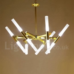 Modern Contemporary 2 Tier 12 Light Golden Chandelier Lamp