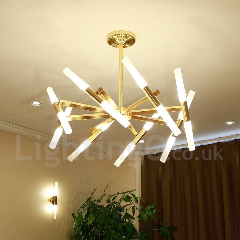 Modern Contemporary 2 Tier 16 Light Golden Chandelier Lamp