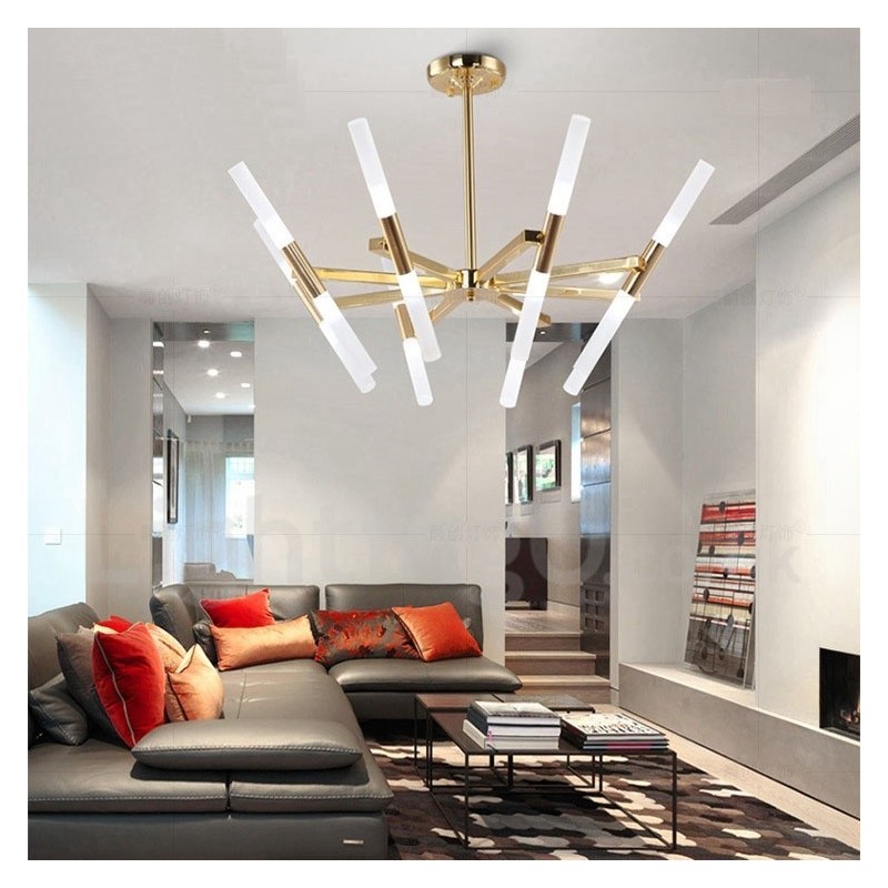 Modern Contemporary 2 Tier 16 Light Golden Chandelier Lamp