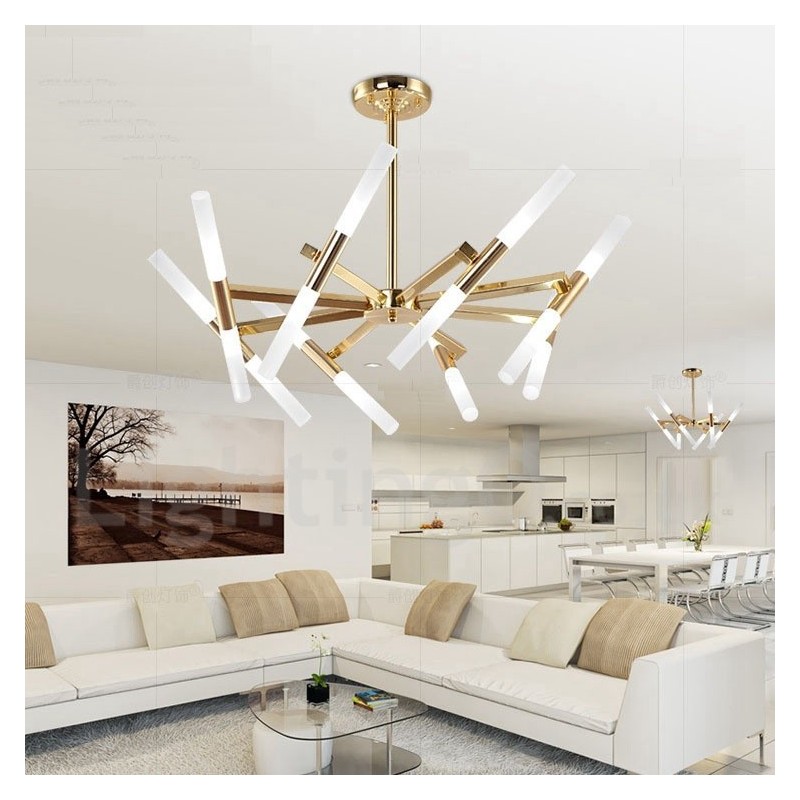 Modern Contemporary 2 Tier 16 Light Golden Chandelier Lamp