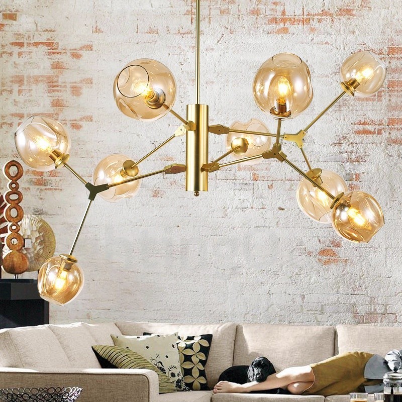 Chandelier with Glass Shade Modern Contemporary Style