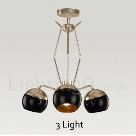 3 Light Single Tier Modern Contemporary Metal Chandelier Lamp with Glass Shade