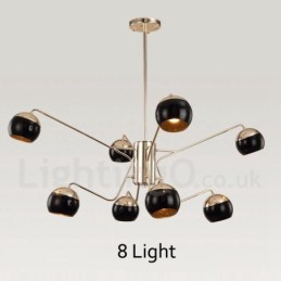 8 Light 2 Tier Modern Contemporary Metal Chandelier Lamp with Glass Shade