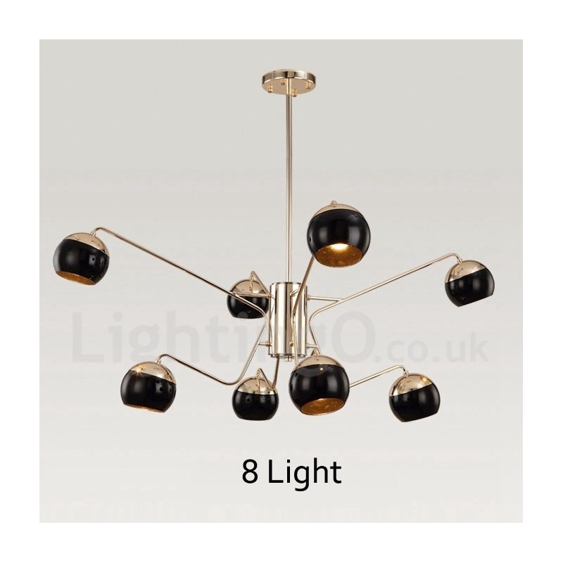 8 Light 2 Tier Modern Contemporary Metal Chandelier Lamp with Glass Shade