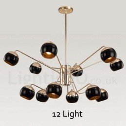 12 Light 2 Tier Modern Contemporary Metal Chandelier Lamp with Glass Shade