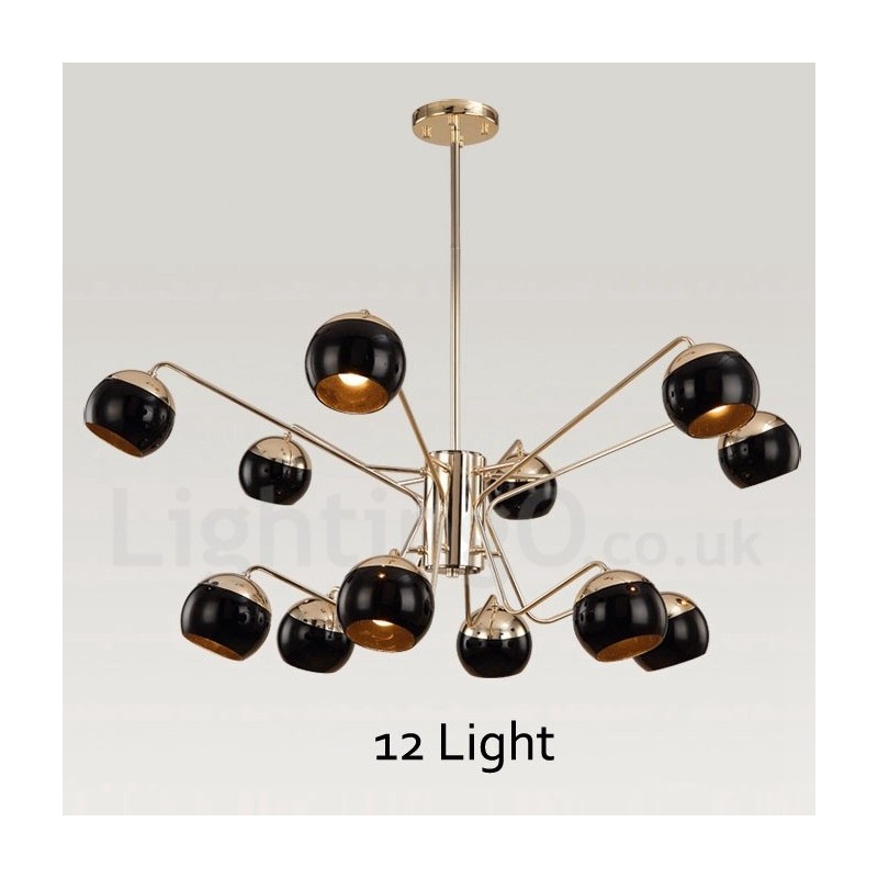 12 Light 2 Tier Modern Contemporary Metal Chandelier Lamp with Glass Shade