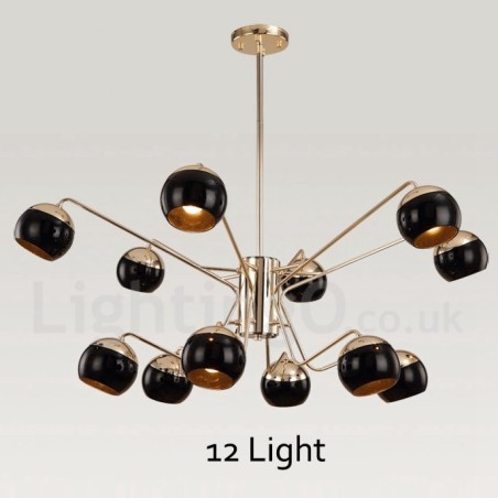 12 Light 2 Tier Modern Contemporary Metal Chandelier Lamp with Glass Shade