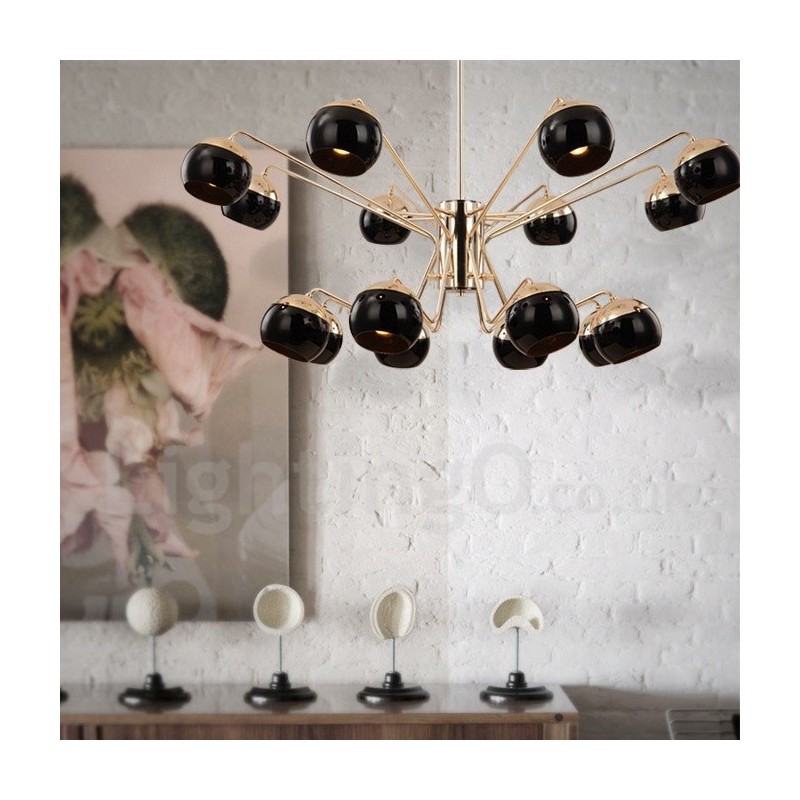 16 Light 2 Tier Modern Contemporary Metal Chandelier Lamp with Glass Shade